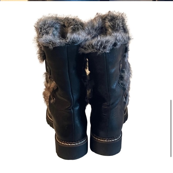 Apres ski boots Black Leather fur Brown’s Shoes Couture Italy Size 8 - Picture 5 of 7